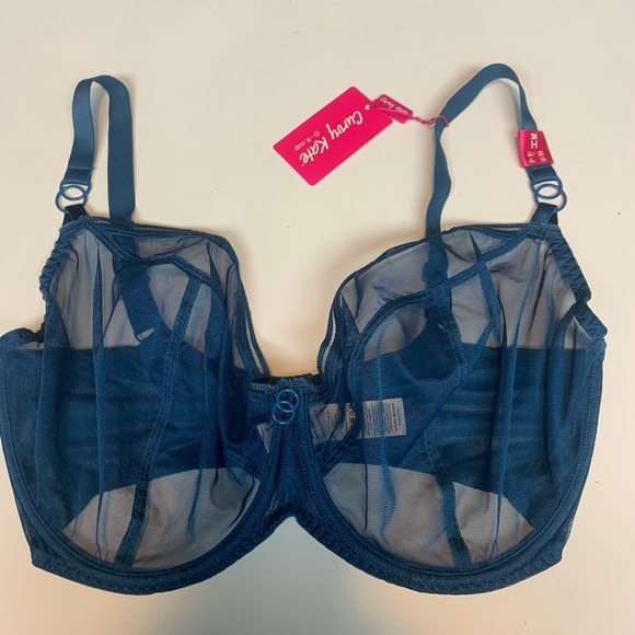 Curvy Kate Bra Size UK 38H US 38H Lifestyle Plunge Mesh Sheer Teal Underwire New - Picture 1 of 4